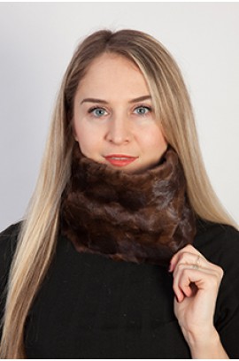 Brown mink fur neck warmer - Created with mink fur remnants